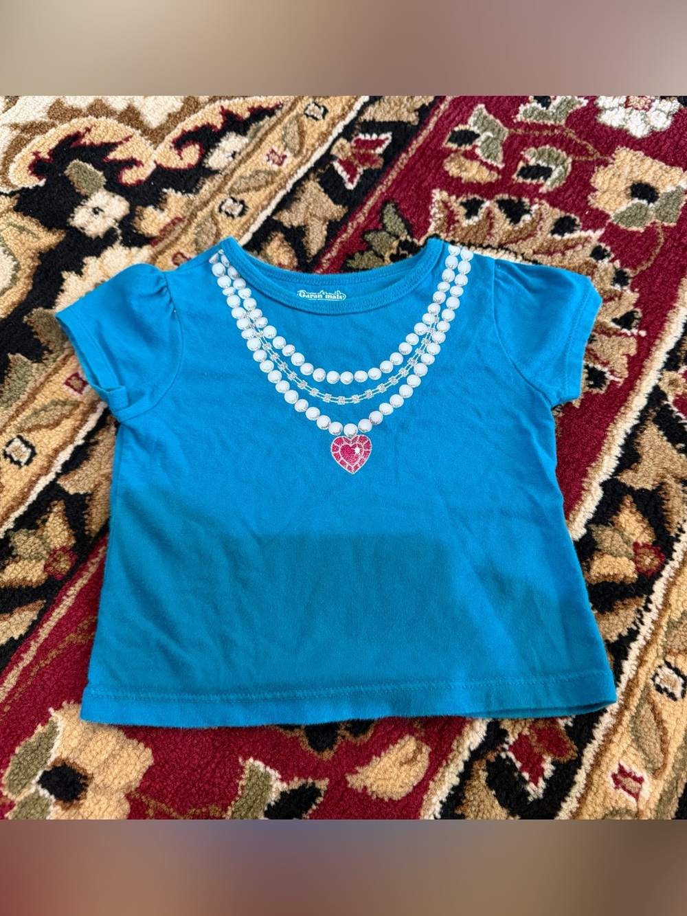 10/20 Garanimals Short Sleeve Tee with Printed Pearl Necklace and Pink Heart